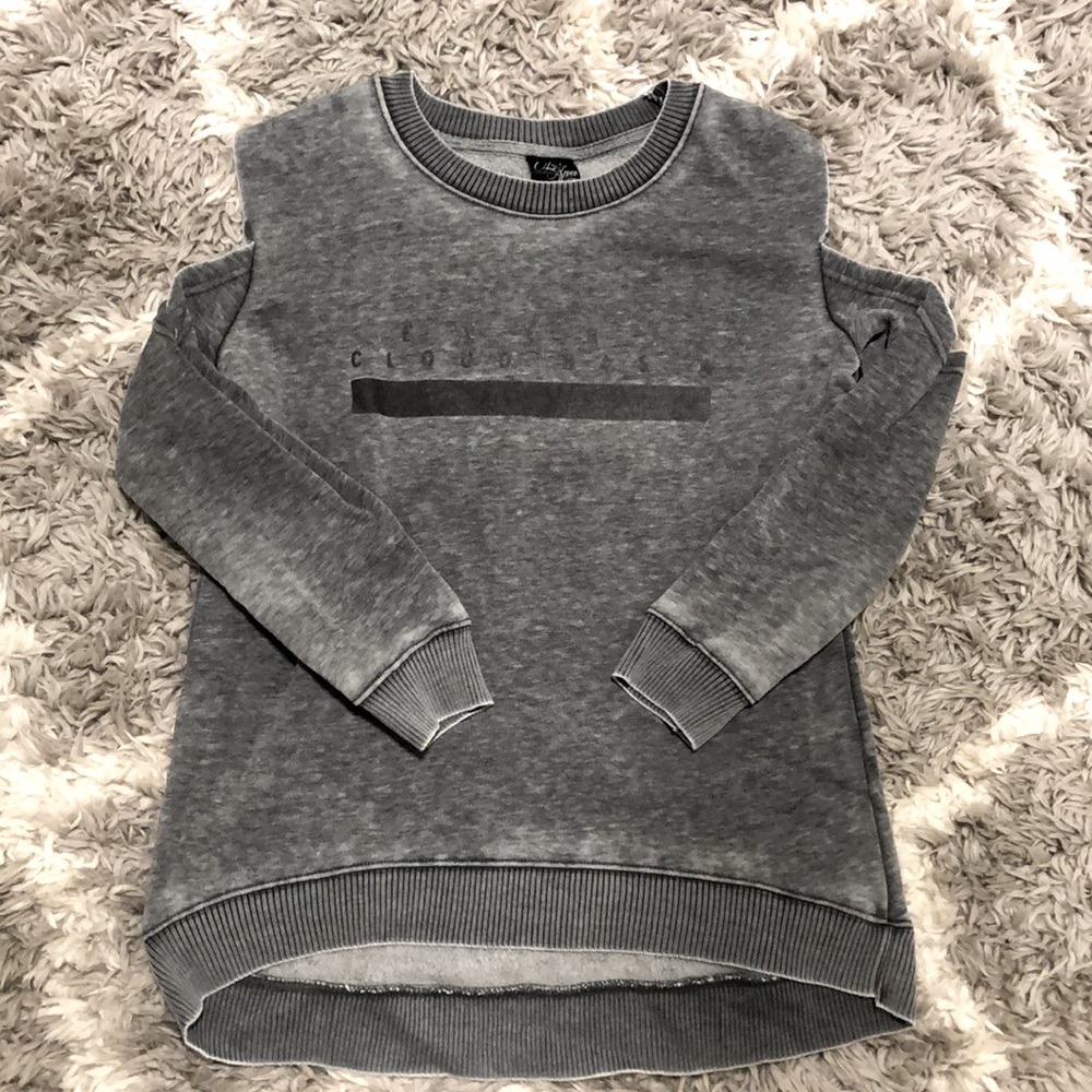 Lucky 7 Cut Out Shoulder Sweater